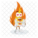 Mascota Del Logotipo De Fuego En Pose De Amor Icono