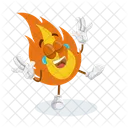 Mascota Del Logotipo De Fuego En Pose Feliz Icono