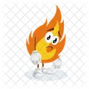 Mascota Del Logotipo De Fuego Con Pose Triste Icono