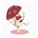 Mascota Del Logotipo Rojo De Hongo En Pose Feliz Icono