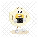 Mascota Del Logotipo Del Huevo Con Pose De Camara Icono