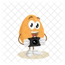 Mascota Del Logotipo Del Huevo Con Pose De Camara Icono