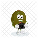 Mascota Del Logotipo De Kiwi Con Pose De Camara Icono