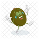 Mascota Del Logotipo De Kiwi En Pose Feliz Icono