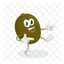 Mascota Del Logotipo De Kiwi En Pose Alta Icono