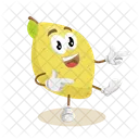 Mascota Del Logotipo De Limon En Pose Alta Icono