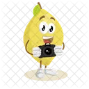 Mascota Del Logotipo De Limon Con Pose De Camara Icono