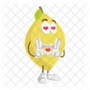 Mascota Del Logotipo De Limon En Pose De Amor Icono