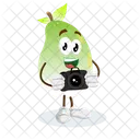 Mascota Del Logotipo De Mango Con Pose De Camara Icono