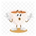 Mascota Del Logotipo De La Taza Pose Sorpresa Divertida Icono