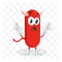 Mascota Del Logotipo Del Diablo Pose Sorpresa Linda Icono
