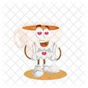 Mascota Del Logotipo De La Taza Pose De Enamorado Emocion Icono