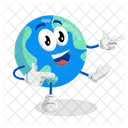 Mascota Del Logotipo De La Tierra En Pose Alta Icono