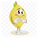 Mascota Del Logotipo De Limon Con Pose Avergonzada Icono