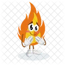 Mascota Del Logotipo De Fuego Con Pose Avergonzada Icono