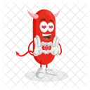 Logo Du Diable Mascotte En Pose Amoureuse Dessin Anime Icône