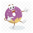 Logo Donat Mascotte Salut Pose Souriant Icône