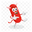 Logo Du Diable Mascotte Salut Pose Dessin Icône