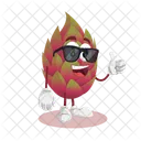 Logo Du Fruit Du Dragon Pose Du Pouce De La Mascotte Emotion Icône
