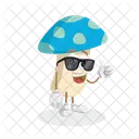 Mascotte Du Logo Champignon Pose Du Pouce Icône