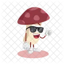 Mascotte Du Logo Rouge Champignon Pose Du Pouce Icône