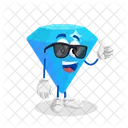 Logo Diamant Pose Du Pouce De La Mascotte Dessin Anime Icône