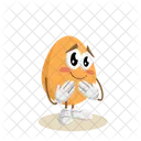 Mascotte Du Logo De Loeuf Pose Honteuse Icône