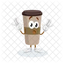 Mascota Del Logotipo De Espresso Con Pose Sorpresa Icono