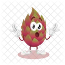 Logo Du Fruit Du Dragon Mascotte Pose Surprise Emotion Icône