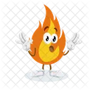 Mascotte Du Logo Du Feu Pose Surprise Icône