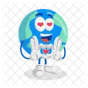 Mascotte Du Logo De La Terre En Pose Amoureuse Icône