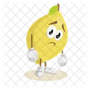 Mascota Del Logotipo De Limon Con Pose Triste Icono