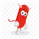 Logo Du Diable Mascotte Pose Triste Dessin Anime Icône