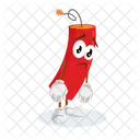 Logotipo Da Dinamite Pose Triste Do Mascote Design Fofo Ícone