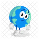 Mascota Del Logotipo De La Tierra En Pose Triste Icono