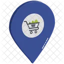 Posizione Dello Shopping Carrello In Gps Puntatore Dello Shopping Icon