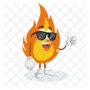 Pose De Pulgar De Mascota Del Logotipo De Fuego Icono