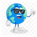 Pose Del Pulgar De La Mascota Del Logotipo De La Tierra Icono