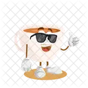 Mascota Del Logotipo De La Taza Pose Del Pulgar Personalidad Icono