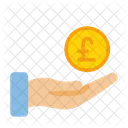 Pound In Hand Hand And Pound Coin In Hand Symbol