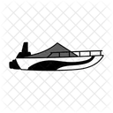 Black Monochrome Speed Boat Illustration Powerboat Racing Vessel Icon