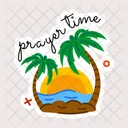 Beach Sunset Prayer Time Palm Trees Icon