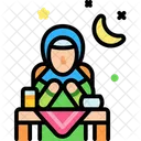 Praying Before Eating Muslim Ramadan Icon