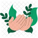 Praying Hands And Leaves Leaves Nature Icon