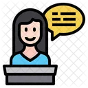 Presenter Woman Presenter Chat Box Icon