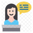 Presenter Woman Presenter Chat Box Icon