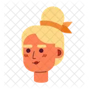 Pretty blonde woman with bun hairstyle  Icon