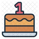 Primer Cumpleanos Pastel De Bebe Cumpleanos Icono