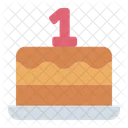 Primer Cumpleanos Pastel De Bebe Cumpleanos Icono