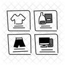 Black Monochrome Product Collection Illustration Product Box Icon
